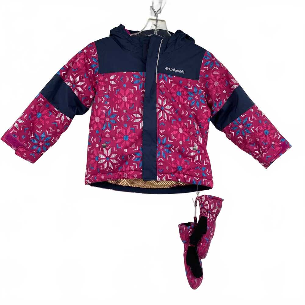 Columbia Puffers Pink/Blue Kids Jacket | 3T Synthetic Winter Coat
